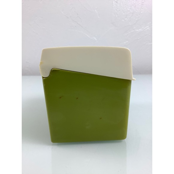 RARE VTG 1970s Retro Daisy Flowers green plastic Flip top Recipe Card box - Picture 5 of 12